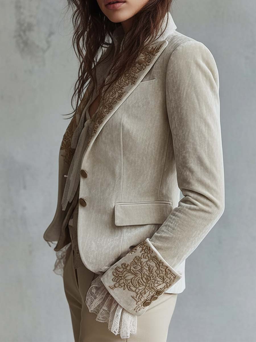 Brigitte – Blazer brodé ivoire