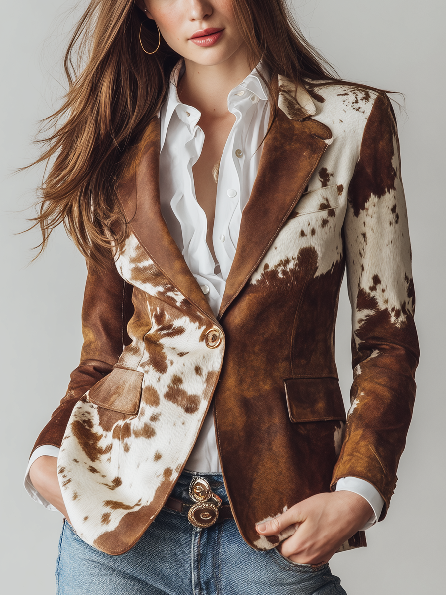 Dominique – Blazer imprimé animal vintage