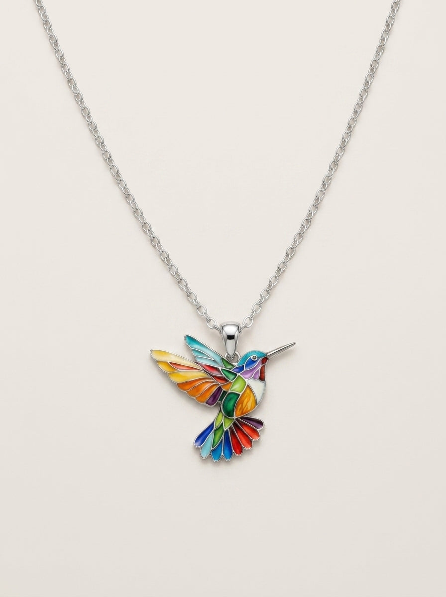 Mathilde – Boucles d'oreilles et collier colibri
