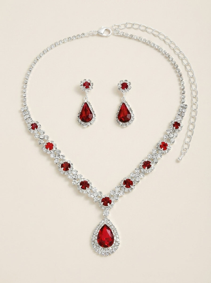 Valentine – parure en cristal rouge