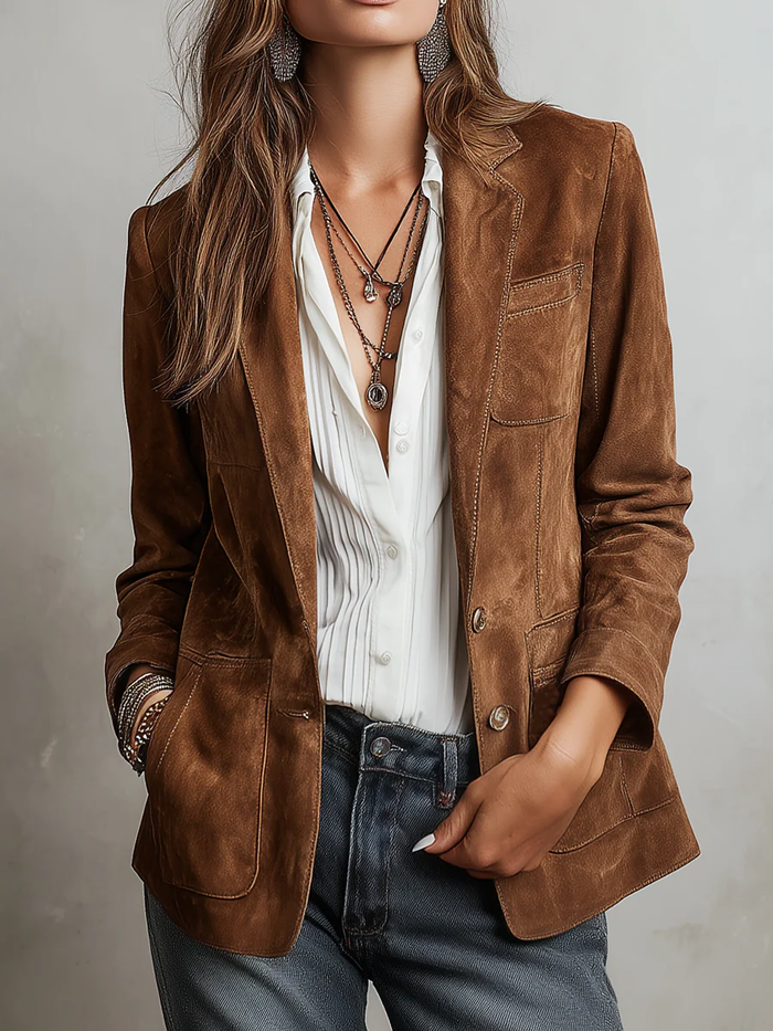 Catherine – Blazer vintage marron